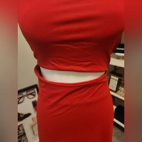 Susana Monaco one arm cut out high slit long dress / Red / Large / NWT - Picture 15 of 16